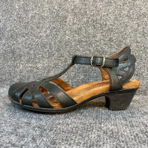 Rockport Cobb Hill Abbott Aubrey Black Leather Sandals Pumps T Strap Size 6 - Picture 2 of 8